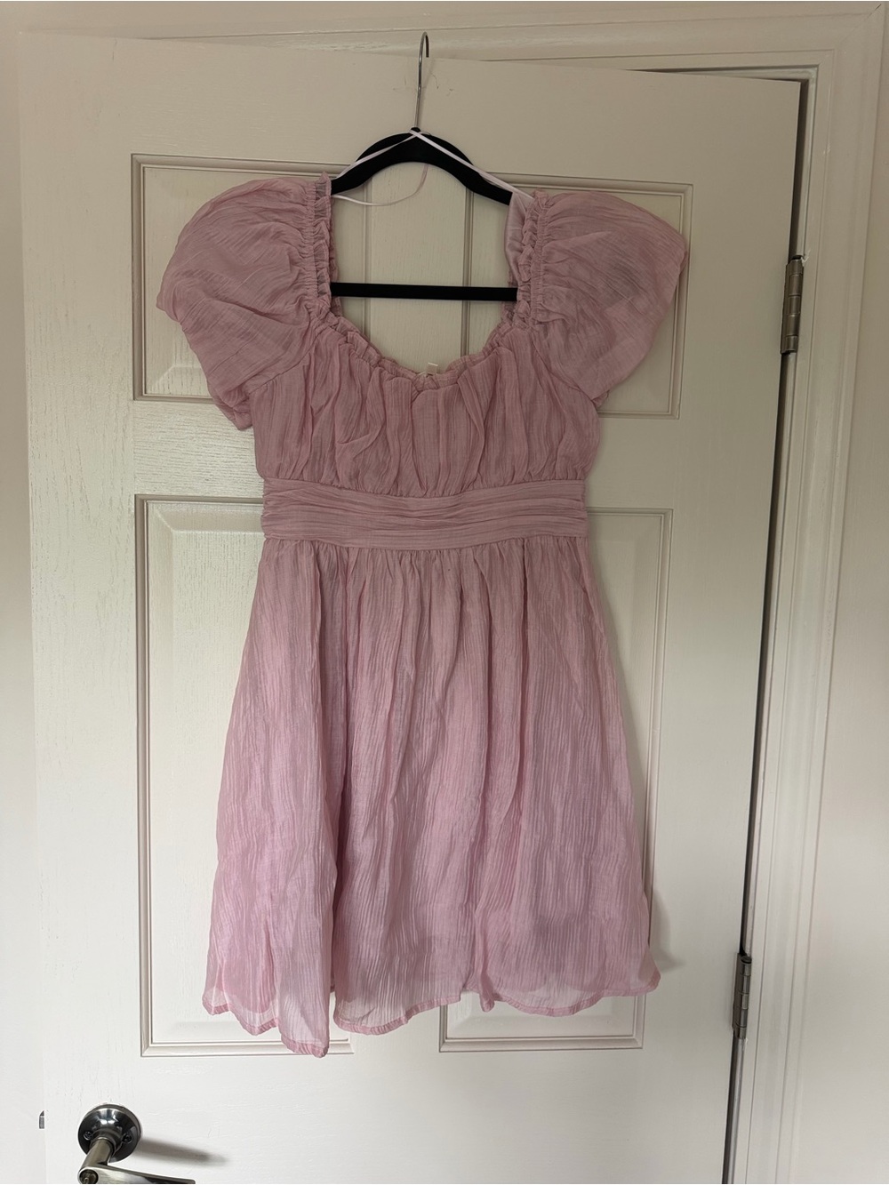 mine Pink Puff-Sleeve Mini Dress